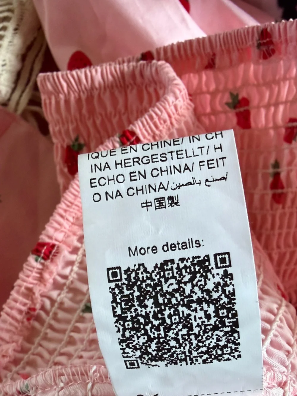 Pink Strawberry Smocked Square-Neck Crop Top plus size by SHEIN - Picture 12 of 13